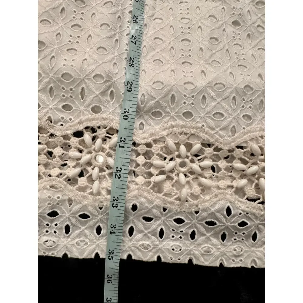 CALYPSO ST BARTH LACE EYELET BEADED MINI SHEATH DRESS W/ POCKETS